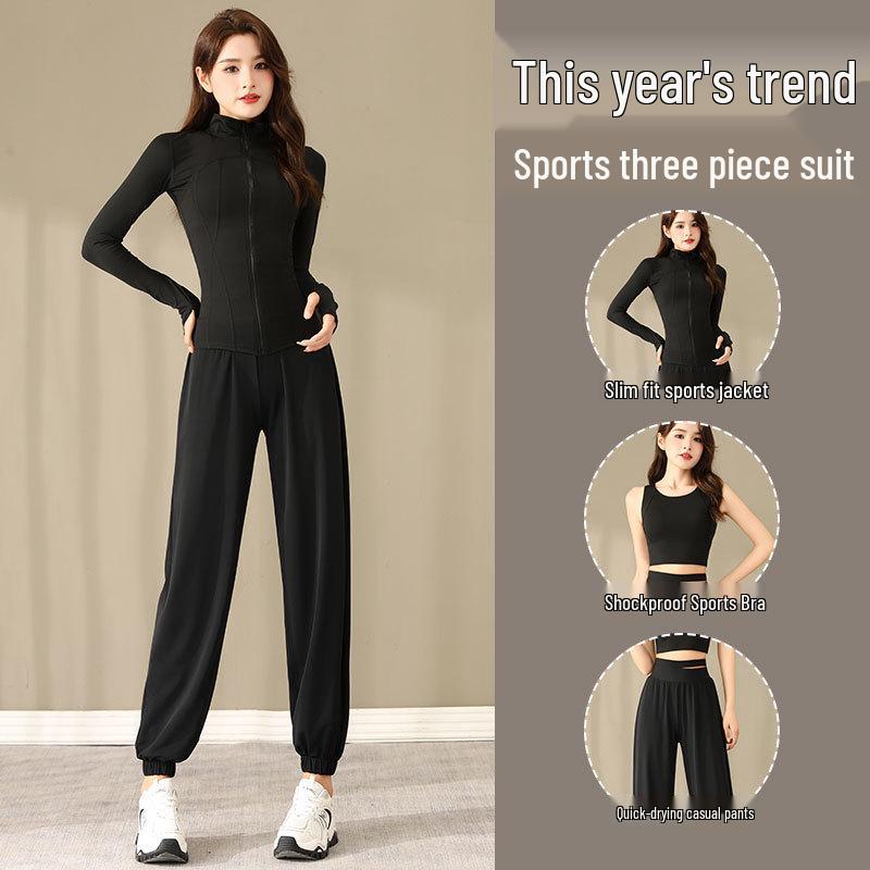 Women's 2024 High-End Quick-Dry Yoga & Running Set: 3-Piece Sports Outfit