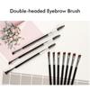 Double-Ended Eyebrow Brush Spiral Comb & Angled Brow Powder Brush Professional Makeup Tool