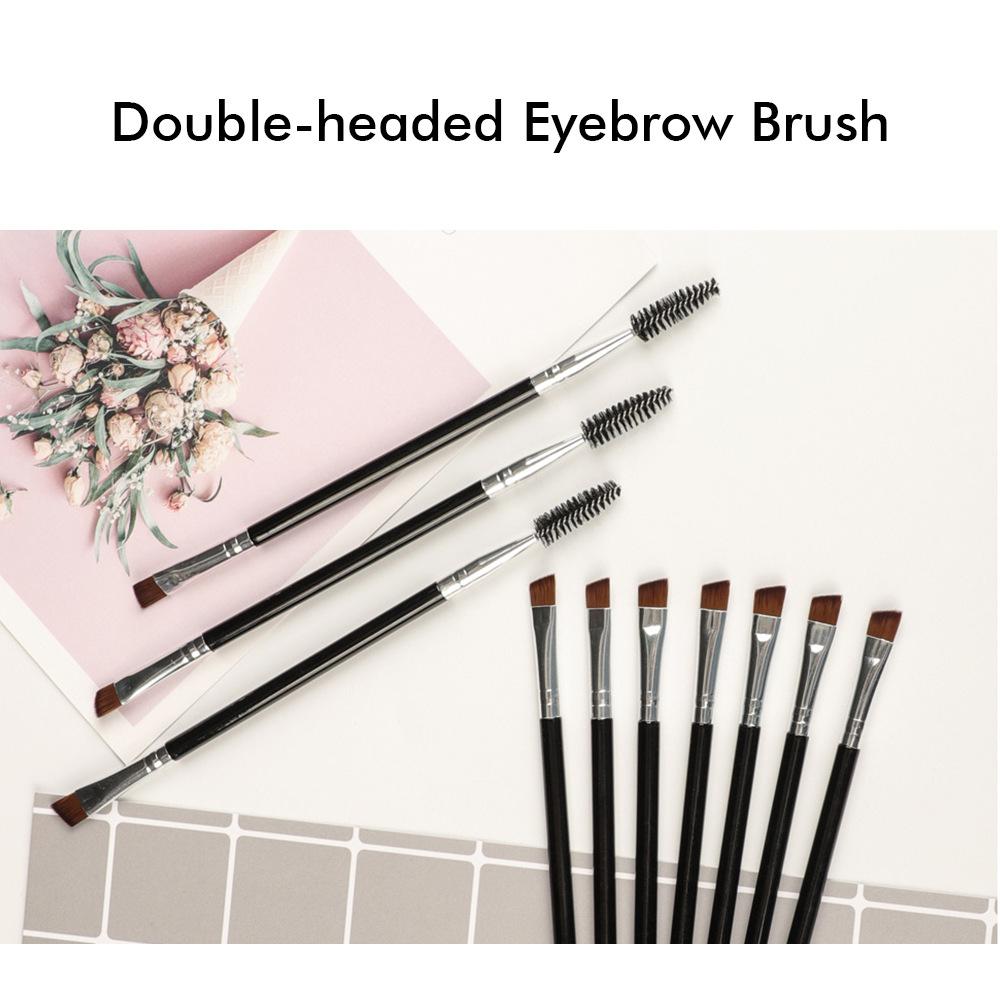 Double-Ended Eyebrow Brush Spiral Comb & Angled Brow Powder Brush Professional Makeup Tool
