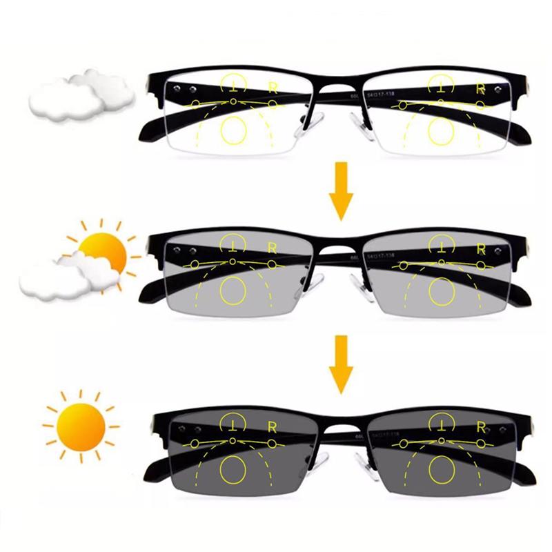 Titanium Transition Pochromic Progressive Reading Glasses Men Hyperopia Presbyopia diopters Outdoor Presbyopia Lens Eyewears