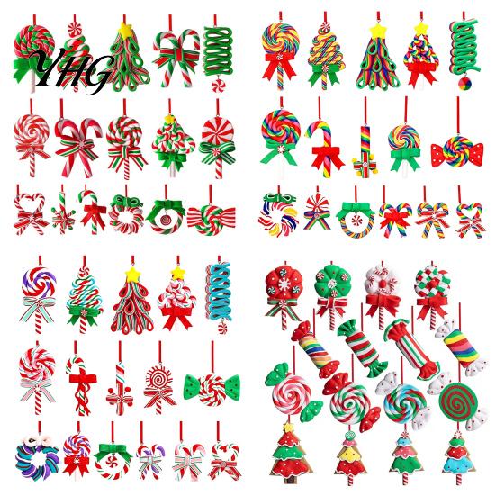 Walking Stick Ornaments 16 Pcs Christmas Lollipop Ornaments, Red Green Striped Peppermint Swirl Candy Cane Party Favors Hanging Decoration,