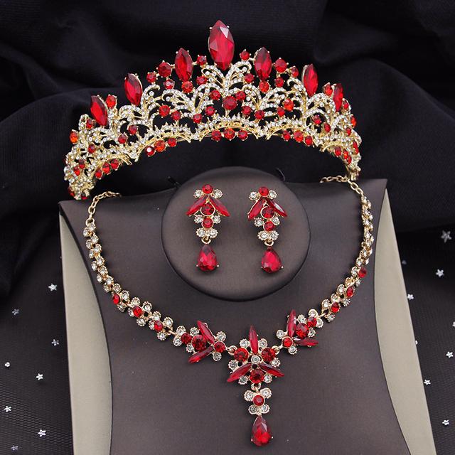 Ensembles de Bijoux de Mariée en Cristal Strass pour Femmes Tiare Couronne Collier Boucle d'Oreille Bal Mariée Costume Ensembles de Bijoux Mode Mariage
