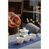 Chinese White Porcelain Kung Fu Tea Set, Household Simple Outdoor Portable Travel Tea Set, Ceramic Cover Bowl