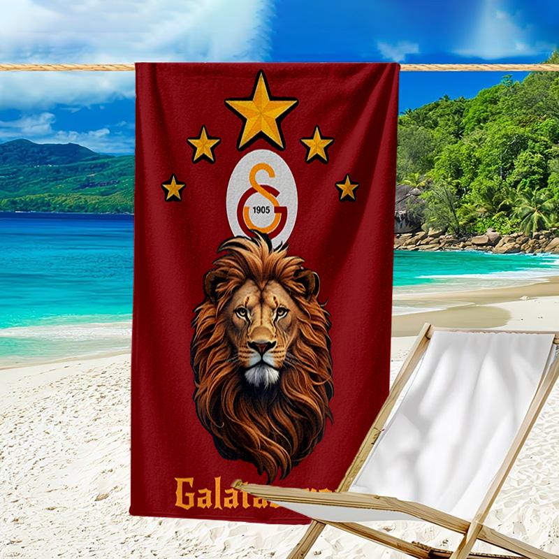 1 Stück Fußballmannschaft (2) Strandtuch, Strand- und Meeresufer-Schwimmbadausstattung, Modisches Muster, Rechteckig, Reiseutensilien