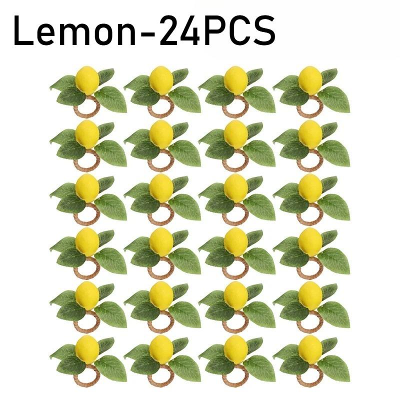 1-48PCS Lemon Napkin Ring Real Touch Plant Leaf Fruit Design Holder for Easter Wedding Party Dining Table Decoration Accessories