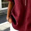 Damen Oberteile Revers Reißverschluss Halbe Knopfleiste Kurzarm Pullover Oberteile Normale Passform Einfarbige Freizeitbluse Partys Urlaube Tägliche Kleidung