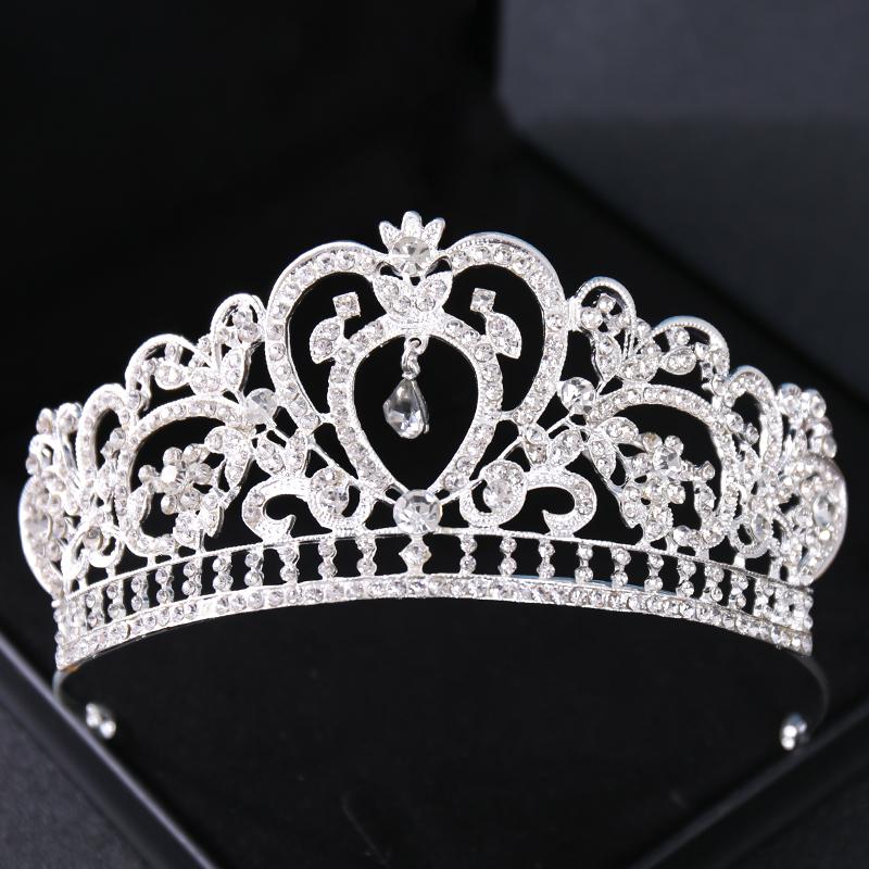 Silver Color Crystal Bridal Tiaras And Crowns Rhinestone Prom Princess Crown Tiara For Women Wedding Hair Accessories Jewelry