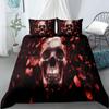 Skull Duvet Cover Set Queen Black Skeleton Paisley Floral Pattern Bedding Set For Teen Adult Polyester Halloween Comforter Cover