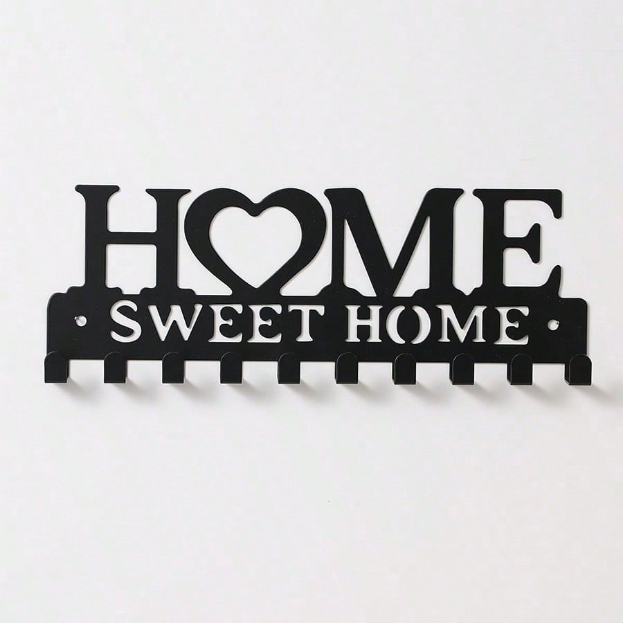1pc Black Key Holder Wall Mounted Storage Rack,  Art Decorative Hook For Coats, Hats, Entrance Hallway