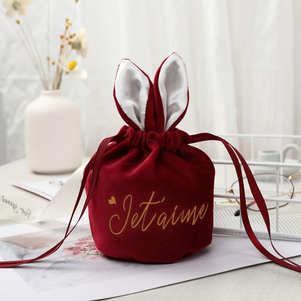 

Velvet Gift Box With Bunny Ears Card Pineapple Beads червоний