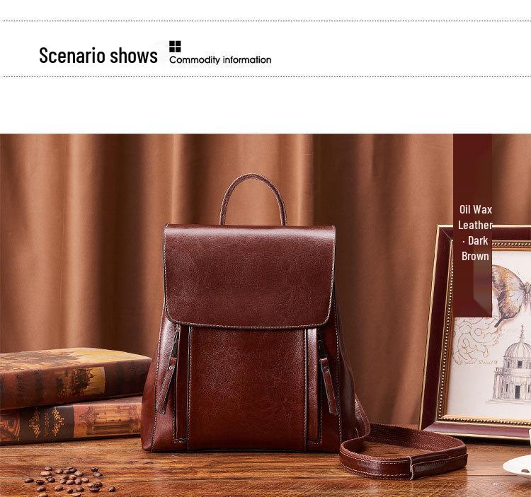 2025 Autumn/Winter Women's Genuine Leather Waterproof Backpack - Simple, Versatile for Travel, School, and Business
