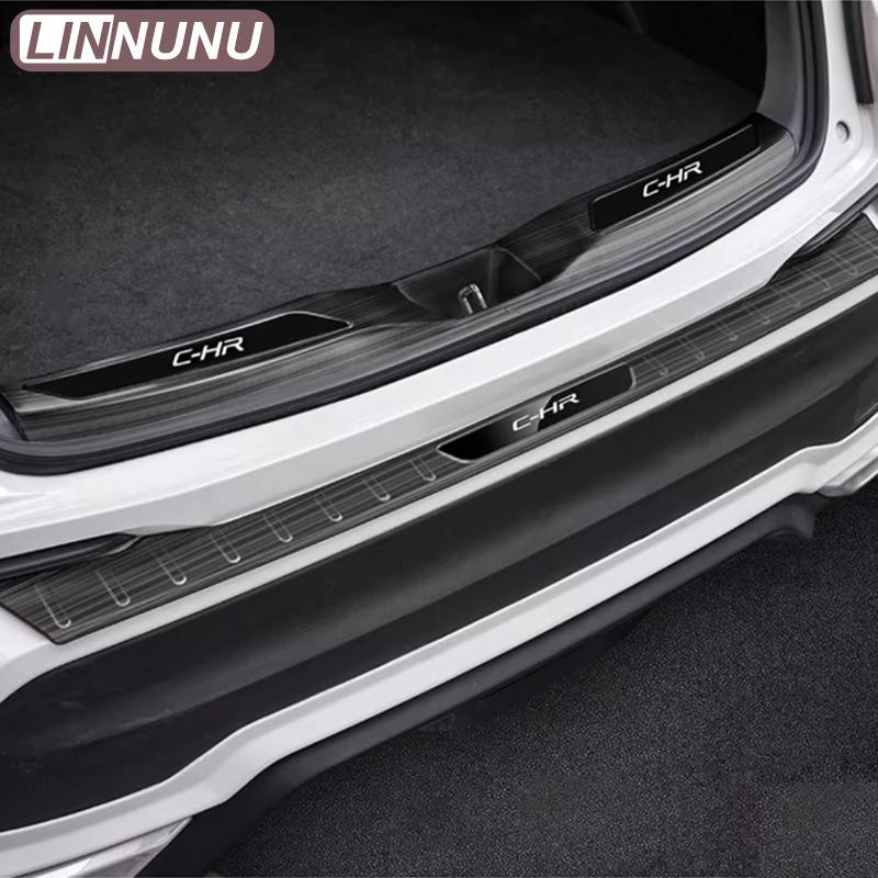 2 Stück CHR Auto Zubehör Kofferraumschutz Einstiegsleiste Stoßstangen-Schutzleiste Türschwellenabdeckung Für Toyota C-HR 2018 -2025 2024