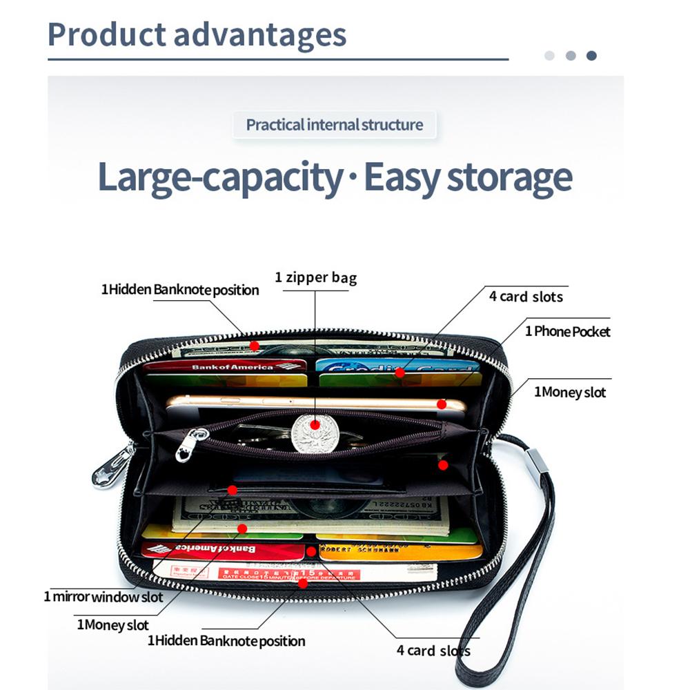 Damen Geldbörse Lange Leder RFID Top Lederhandtasche Weiches Leder Einfache Brieftasche Handytasche