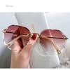 Rimless Sunglasses Women'S Retro Metallic Sun Glasses Uv Protection New Fashion Cutting Lens Eyewear Uv400 Sun Glasses