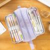 Pencil case large capacity pen with 4 compartments pencil case with multiple slots school office stationery storage device black
