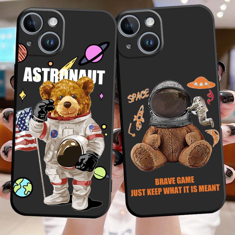 Cartoon Astronaut Bär Handyhülle für Redmi 6 7 8 9T 9C 10A K40 Pro K50 8A 7A 10C 9A 9 10 K50 Gaming 6 Silikon Schwarze Hülle Abdeckung