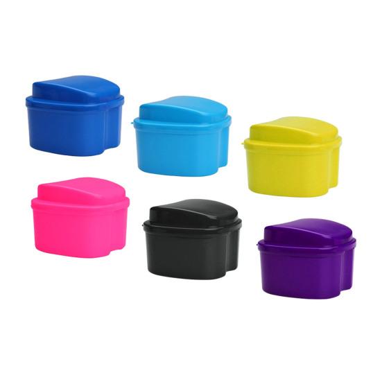 Dentures Case Portable Soaking Denture Bath Box with Strainer Basket Invisible Brace Retainer Mouth Guard Dental Aligner Container Holder