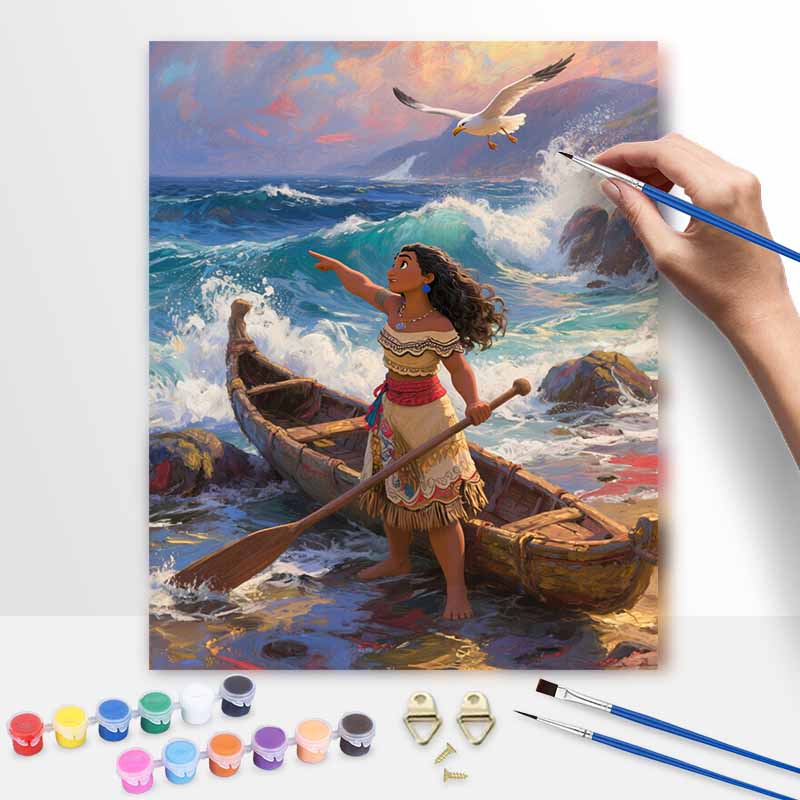 Disney Moana Digital Oil Painting Art Kit Hand Painted Ocean Adventure Home Decor 20x30cm