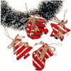 Christmas Tree Ornaments Fabric Hanging Set of 4 for Door Car Home Holiday Decoration with Striped and Shaped Detailed Patterns