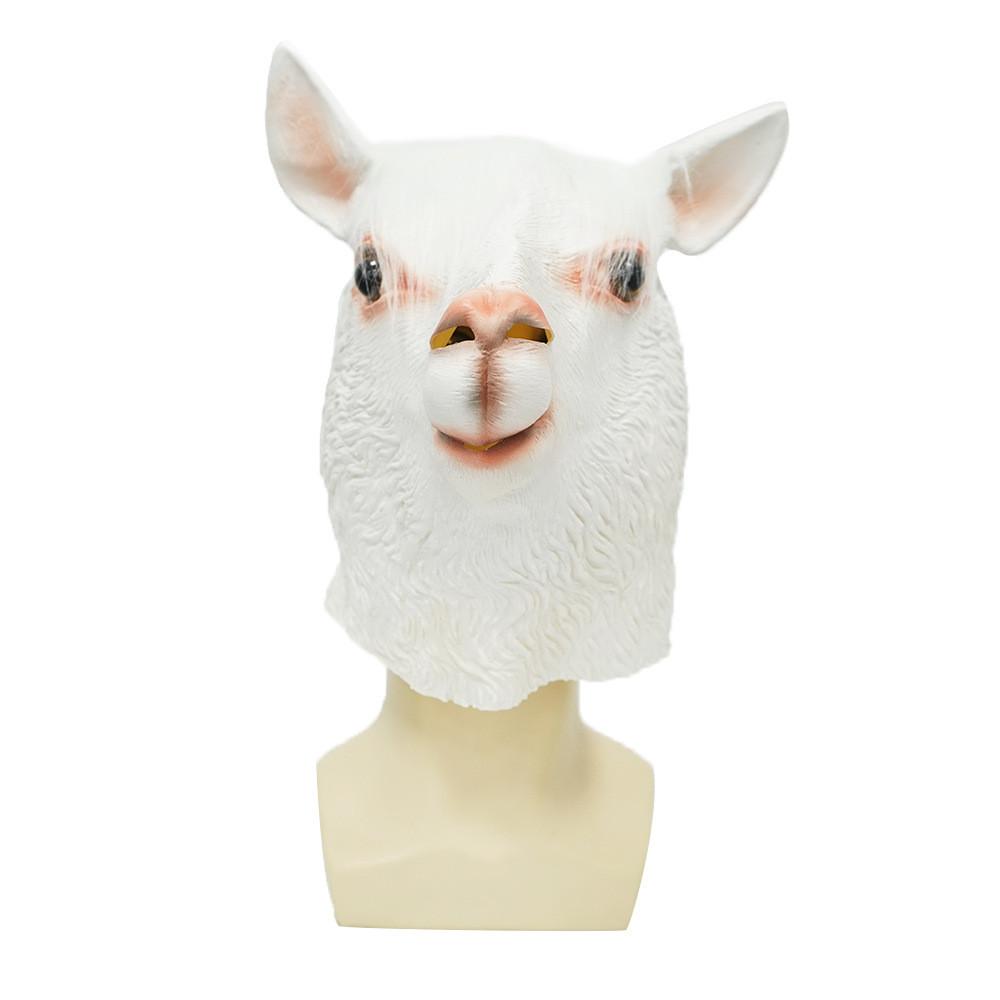 Animal Head Mask Latex Alpaca Animal Costume Prop For Party And Live Streaming
