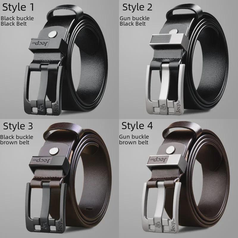 Pinduoduo Heißer Verkauf: Jeepuo Herren Echtleder Dornschließe Rindsleder Casual Koreanischer Stil Jeansgürtel