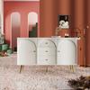 Chest of Drawers with 2 Doors and 3 Drawers, White Chest of Drawers, Adjustable Shelf, for Living Room Bedroom, Cream-White-H84/W140/D40 cm
