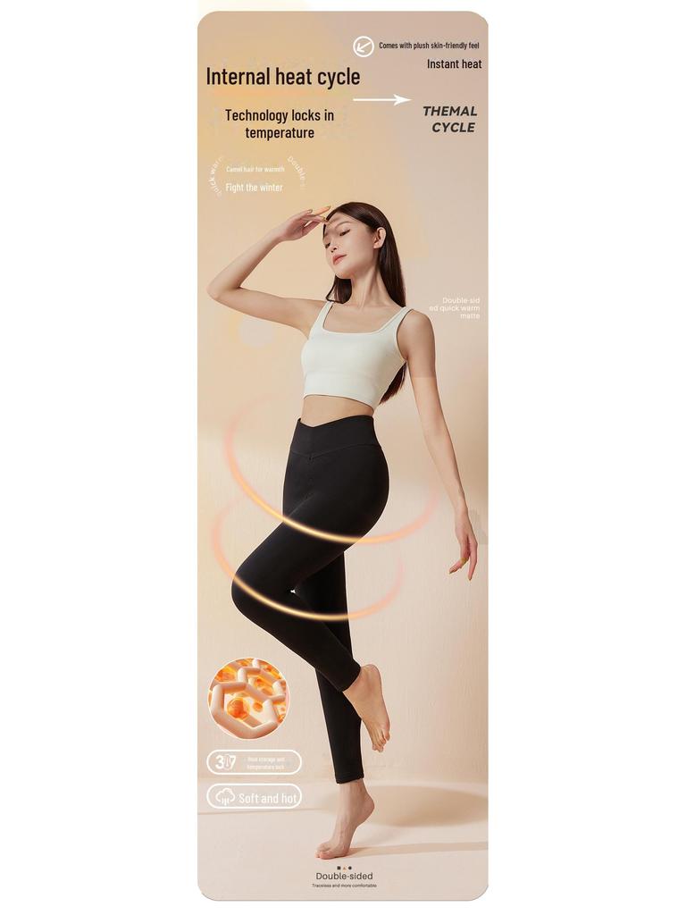 Herren- und Damen-Woll-Baumwollhosen mit hohem Bund - Verdickt, mit Plus-Samt, gebürstet für Wärme im Herbst und Winter.