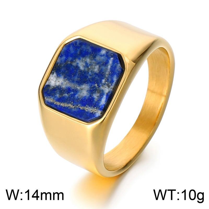 Bold Vintage Amber Stone Men's Ring Black Onyx Stainless Steel Square Hip-Hop Jewelry Gothic Punk Biker Accessory