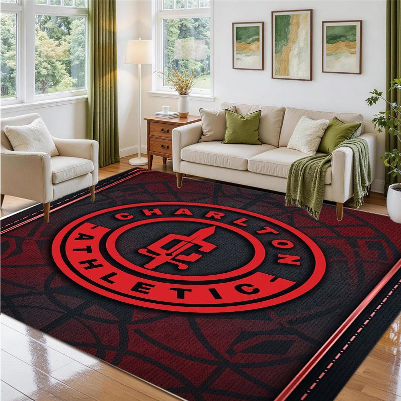 Charlton Athletic FC Design Crystal Velvet Rug Soft Decorative Mat for Bedroom Entrance