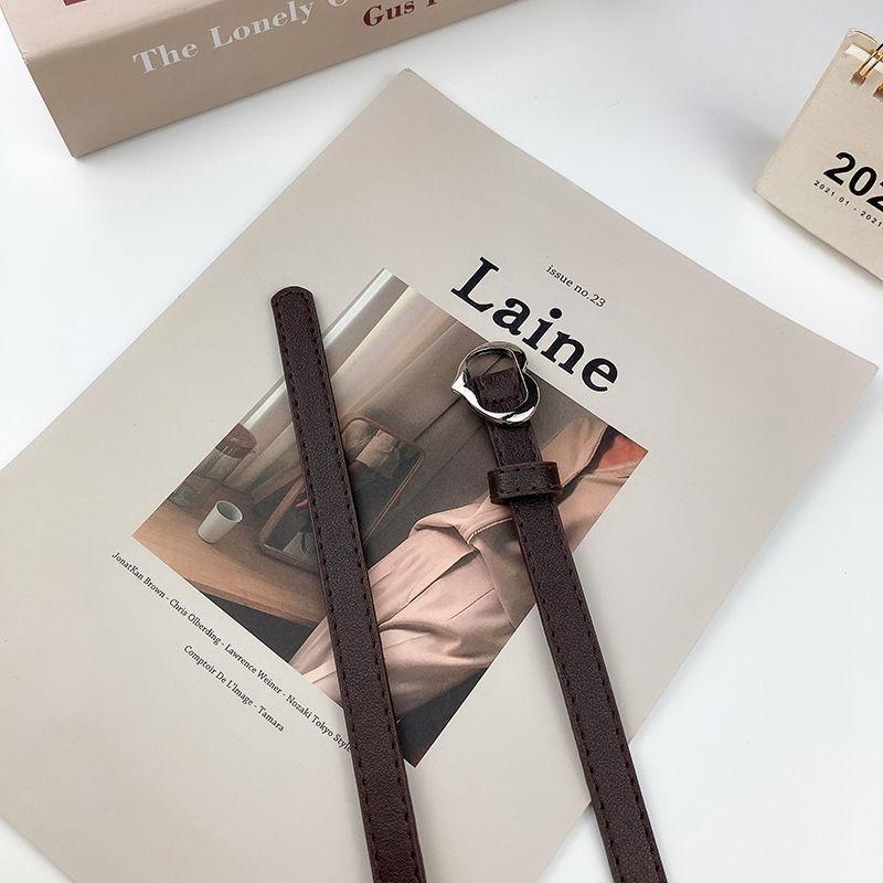 

Elegant Simple Design No Hole Slim Waist Belt For Women Perfect For Jeans And Skirts Available In Black And Coffee Color Options Coffee