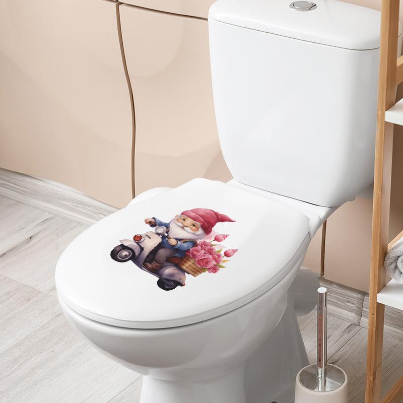 Valentine's Day Dwarf Rose Toilet Stick Bathroom Toilet Home Decoration Wall Sticker
