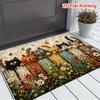 2D Flat Cute Cat Printed Faux Cashmere Bath Mat Absorbent Entrance Door Mat Non Slip Bathroom Rug