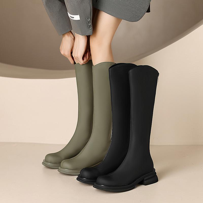 Krazing Pot Микрофибра Осенне-зимняя обувь Толстые каблуки среднего размера Мотоциклетные — фото 13