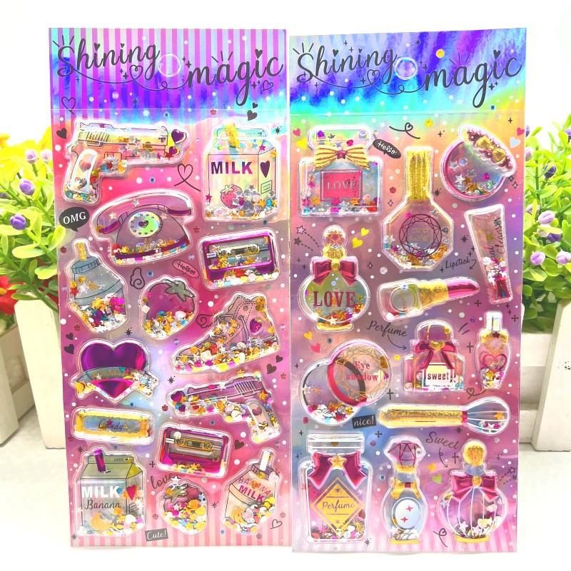 Shiny Shake Sticker Girl 3D Reward Crystal 3D Shake Sticker Kindergarten Reward Sticker Children's Sticker