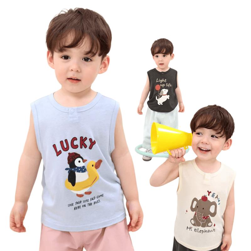 LUSON Baby Boys Lyocell Linen Summer Sleeveless Vest Top 90