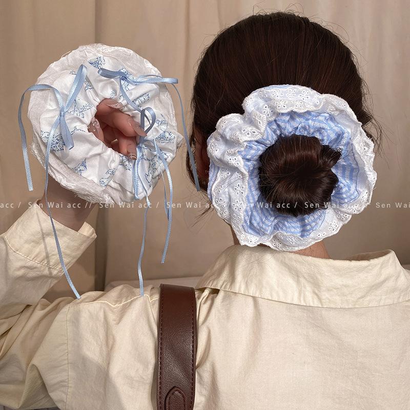 Blue and White Striped Large Intestine Hair Band Women's Hair Durable Headband Small Fresh Personalized Hair Accessories