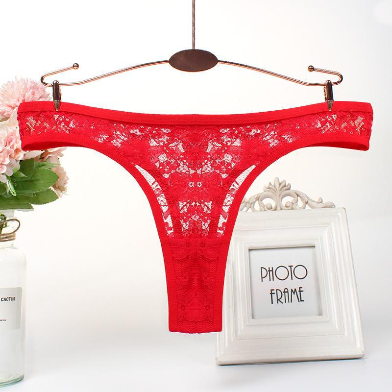

Европейские и американские кружевные стринги: Сексуальное, с заниженной талией, соблазнительное и дышащее хлопковое нижнее белье для женщин S красный