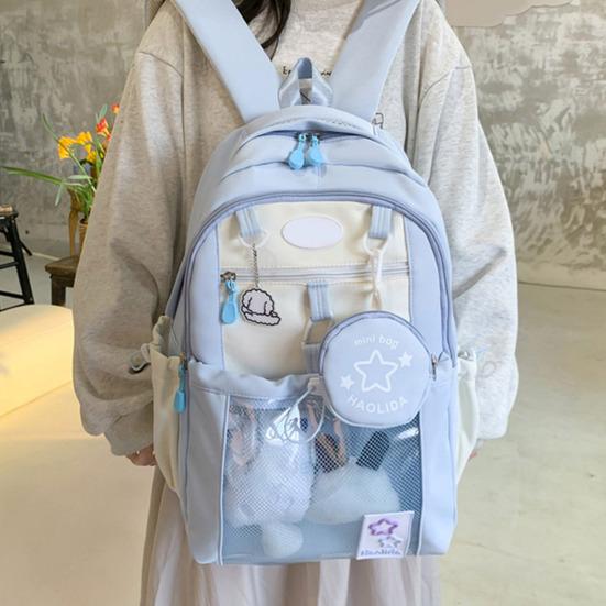 Girls Laptop Backpack Waterproof Backpack with Transparent Front Pocket Large Capacity Backpack with Padded Straps for School Street Travel