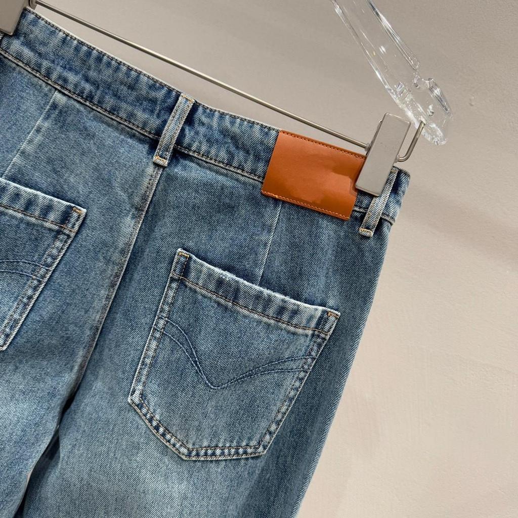 25 Spring Vintage High-Waisted Distressed Washed Slimming Wide-Leg Straight Jeans