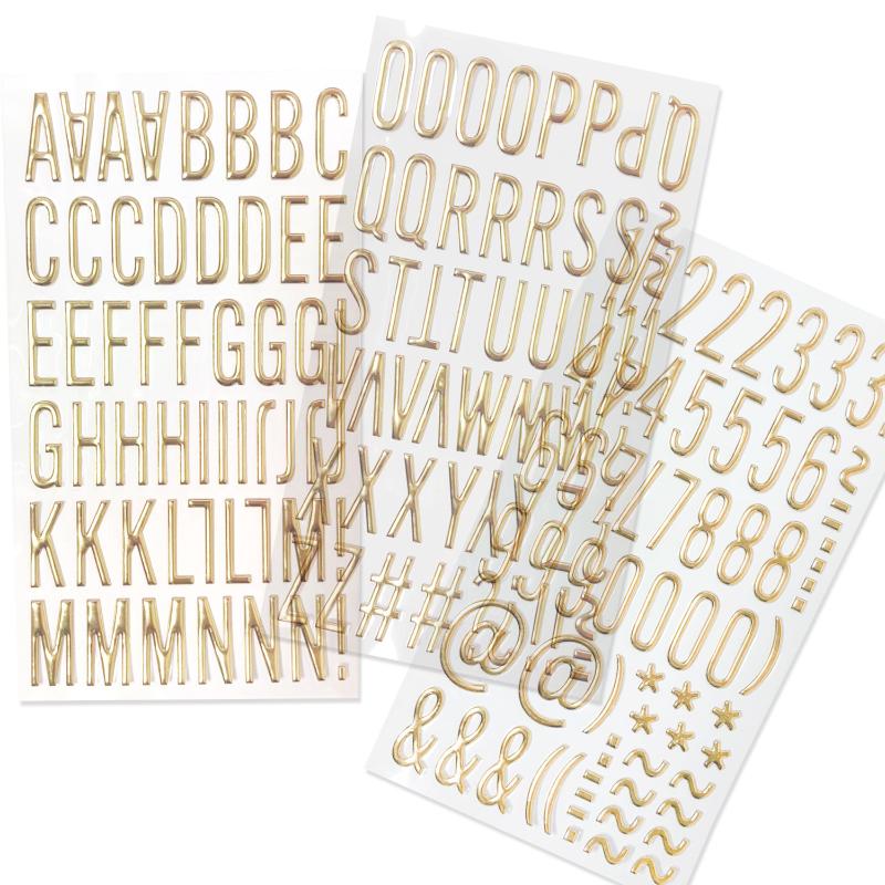 1/3 Sheets 3D Gold Letter Number Stickers Letters Stickers Self Adhesive Stickers For DIY Crafts Scrapbooking Decorative Decal