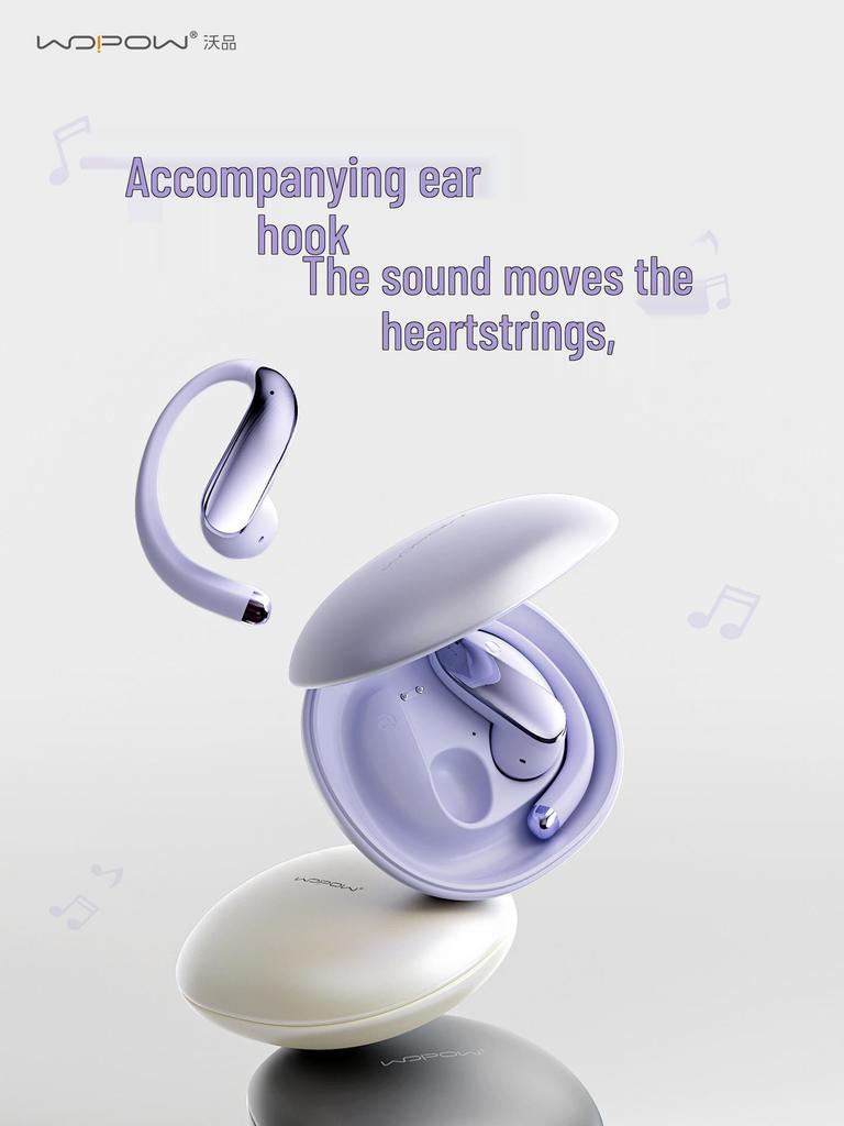 Wopin Open-Ear Clip Bluetooth Earphones: Wireless Noise-Reducing, Compatible with Apple & Huawei for Sports and Cycling Calls
