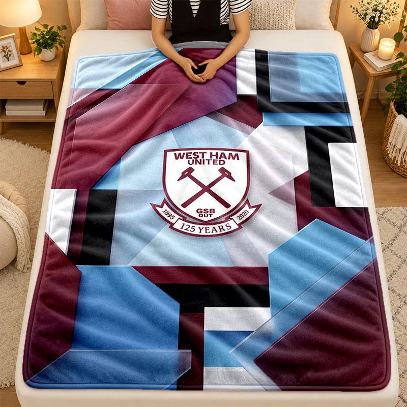 Flaneldecke West Ham United Fußball Warm Weich Überwurfdecke für Innen Sofa Bett Wohnzimmergebrauch