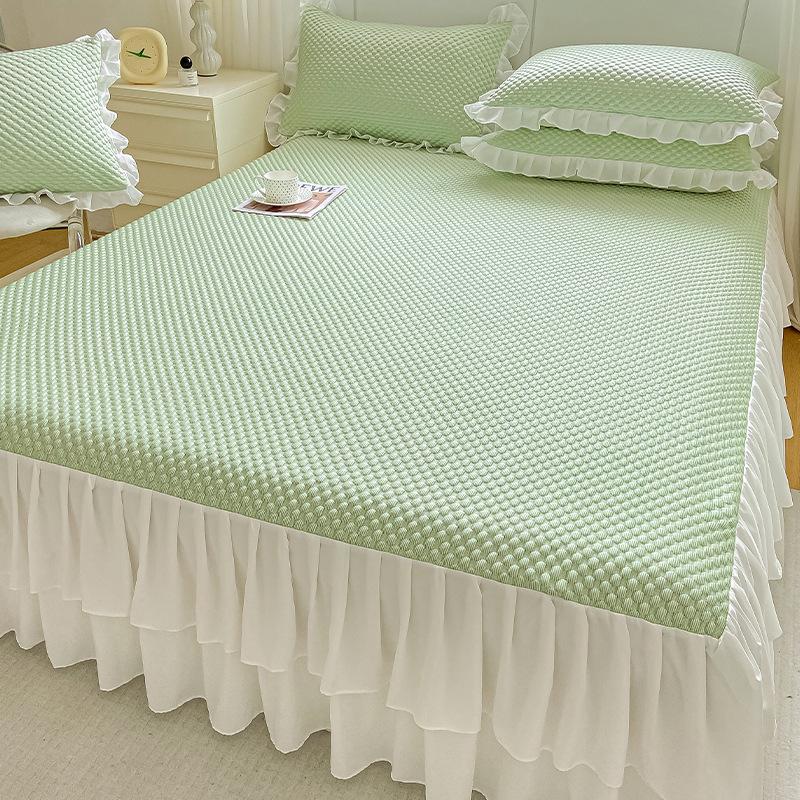 Set de Tres Piezas de Estera de Verano de Seda de Hielo para Gorro, Sábana Bajera 2024 Nuevo Verano Dormitorio de Estudiantes Individual Lavable