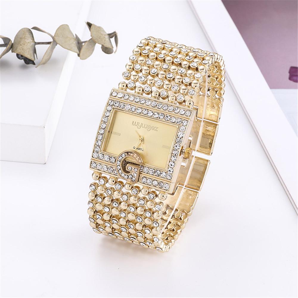 UTHAI W31 Montres de Luxe à Diamants Quartz pour Femmes Montre Bracelet en Acier Inoxydable pour Dame Montre Bracelet Bijou pour Fille