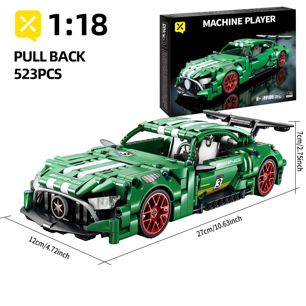 ToylinX Technisches Super-Rennauto 456PCS Modellbausteine Automobil Rückzug DIY Fahrzeugkonstruktion Festliches Spielzeug