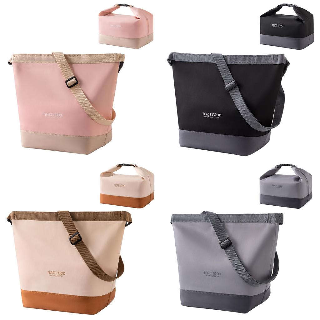 Oxford Cloth Lunch Bag With Shoulder Strap For Travel And Outdoor Picnic Use