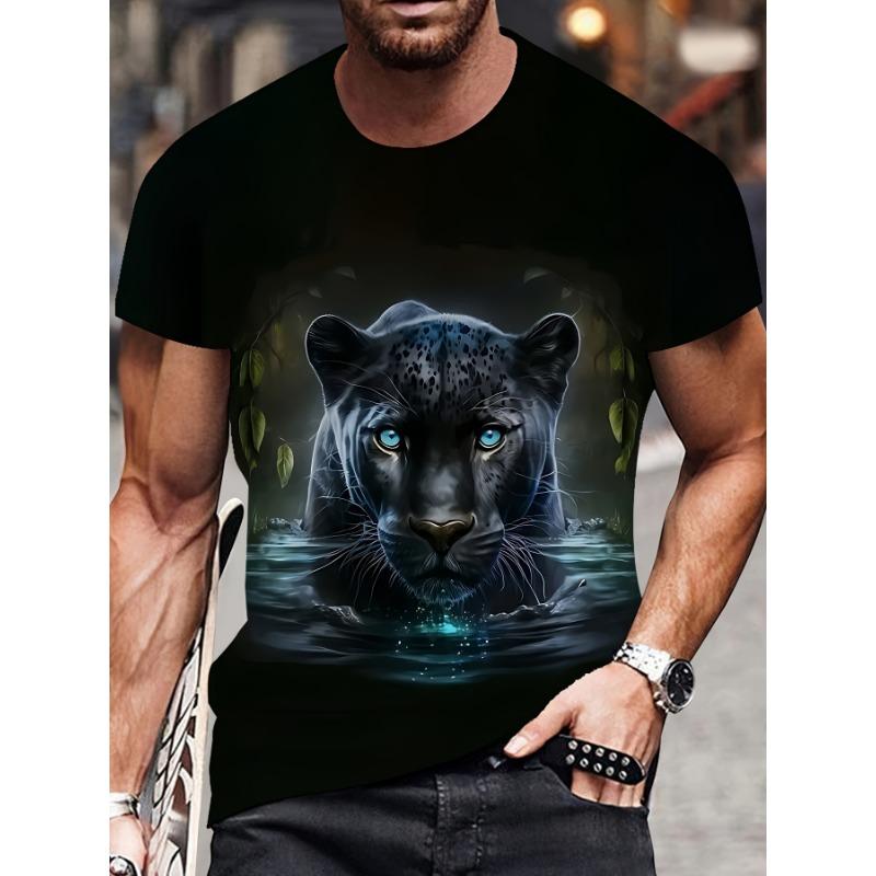 Men' Wolf Print T Shirt Breathable Polyester Casual Breathable Exercise Shirts Tops T Shirt Men Women's Shirts Kids Tshirt