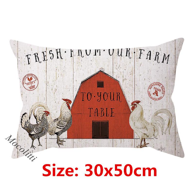 Nordic Farm Animal Cushions Cover Cock Cow Farmhouse Poster Pencil Drawing Cotton Linen Decorative Bed Sofa Pillow Cases Cojines