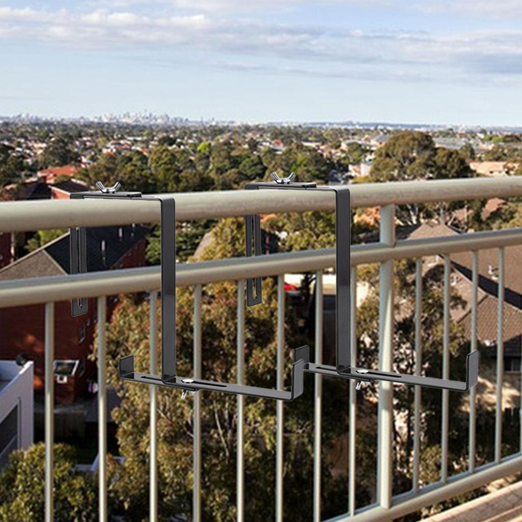 2Pcs Railing Planters Hooks Bird Feeder Hangers Railing Flower Holder Plant Hanger for Patio Porch Fence Railing Flower Baskets