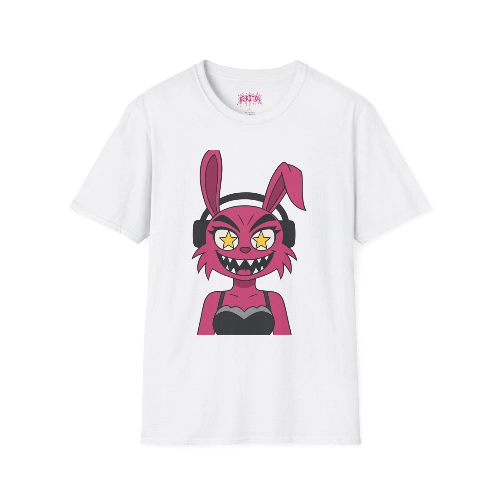 Casual sleepwear graphic 100% Cotton T-shirt Mens Tees Top bunny headphones star character M